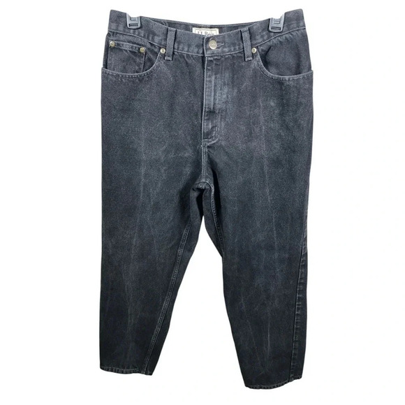L.L. Bean Black Straight Leg High‎ Waist Denim Jeans - Picture 1 of 8